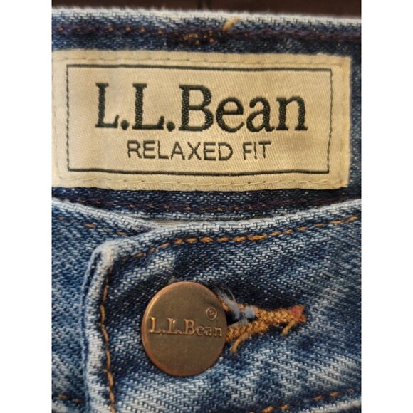 L.L. Bean Fleece Lined Denim Blue Jeans‎ Size 38X32 Straight Leg - Picture 5 of 7